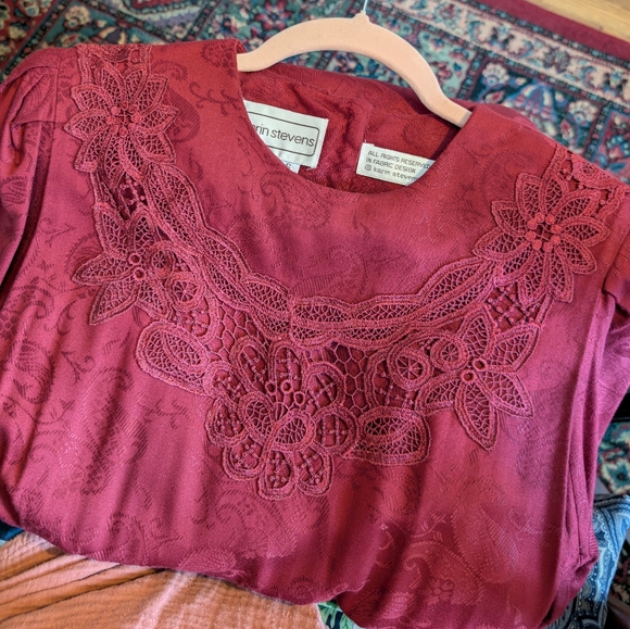 Karin Stevins Dress, 6, S, Classic, Wine, Exquisite Details, Full Skirt, EUC - Picture 4 of 9